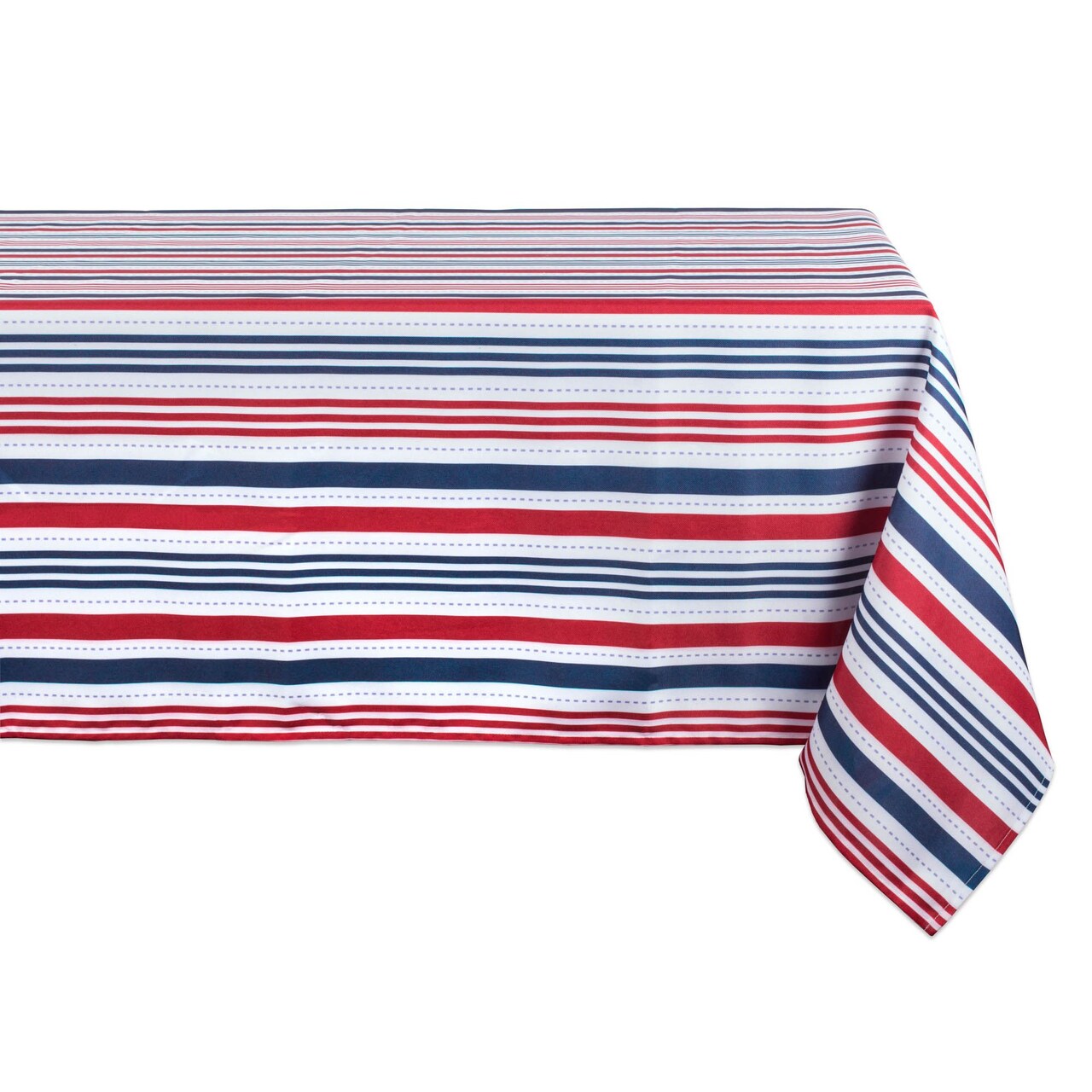 CC Home Furnishings Red and Blue Patriotic Striped Rectangular Tablecloth 60” x 84”